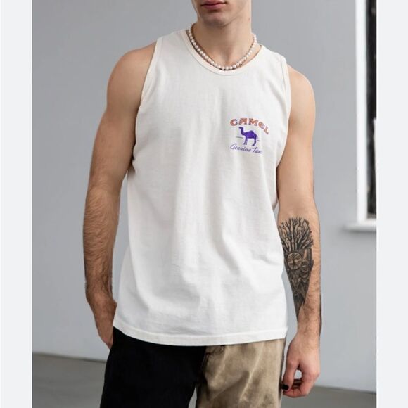 CAMEL Vintage Premium Taste Cotton USA Cream Tank Made in USA‎ Size XL - Picture 1 of 10